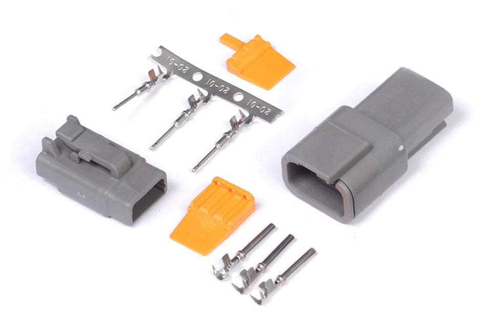 Haltech Deutsch DTM-3 connector plug and pin set, 7.5 Amp, automotive wiring accessories, matching connectors for electrical connections