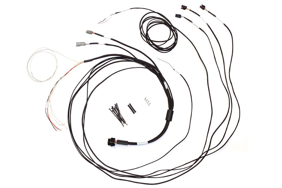 Haltech semi-terminated harness for IC-7 digital dashboard display, showing wiring connectors and electronic components.