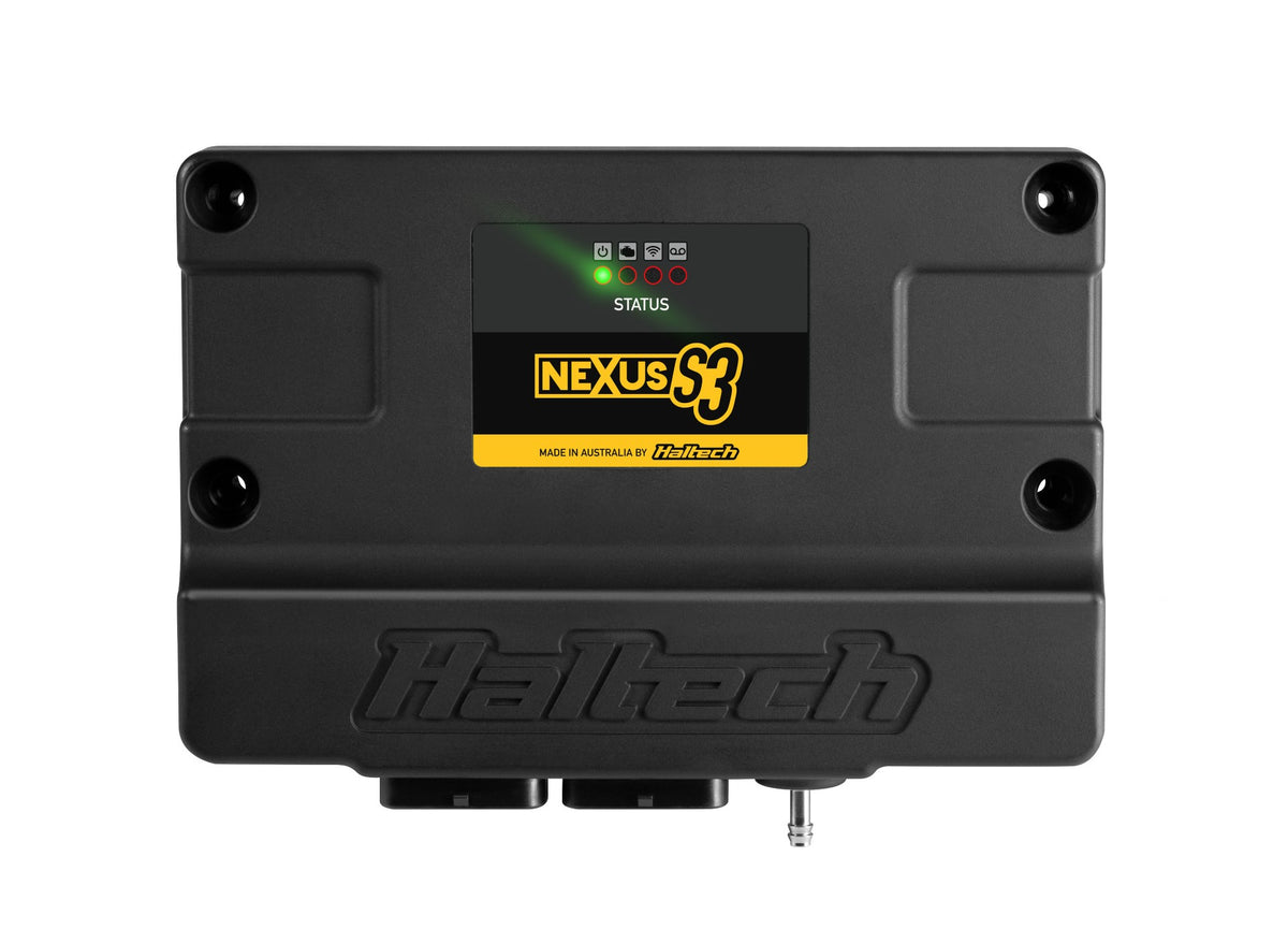 Haltech Nexus S3 ECU only for universal use, shown in the image with its compact electronic control unit design.