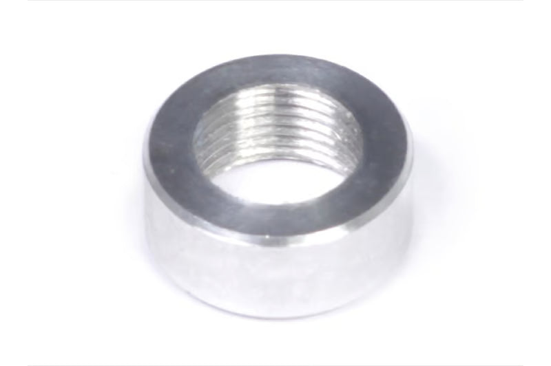 Haltech aluminum weld fitting 3/8 NPT for large air temp sensors, shown with threaded end and smooth aluminum surface.