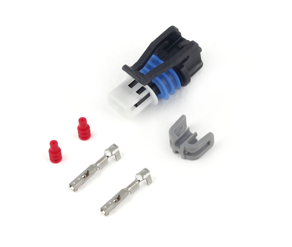 Haltech Delphi 2-pin GM style air temp sensor plug and pins for automotive accessories, grey color, high-quality replacement part