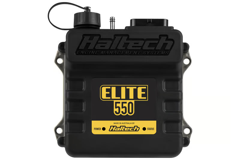 Haltech Elite 550 universal wire-in harness kit with 2.5m length, black and gray wiring, and connectors for vehicle installation.
