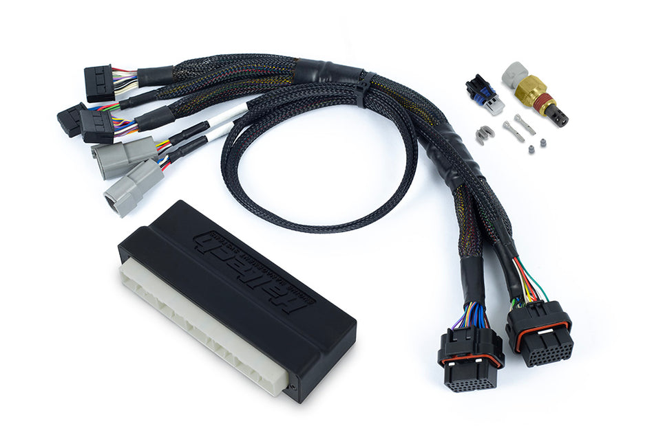 Haltech Nexus S3/S2 plug 'n' play wiring adapter harness for Honda DC5, with connectors and wiring components visible.