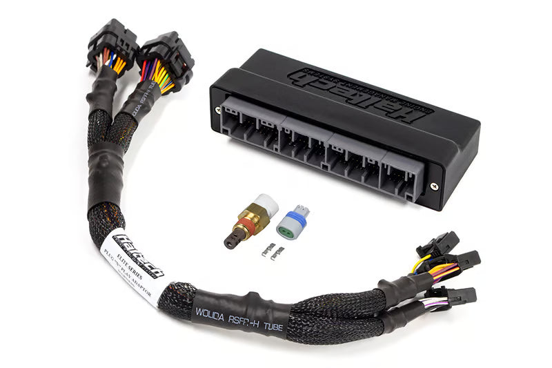 Haltech Elite 1000/1500 Plug 'n' Play Adapter Harness for Honda AP1 S2000 wiring, showing the detailed wiring harness components.