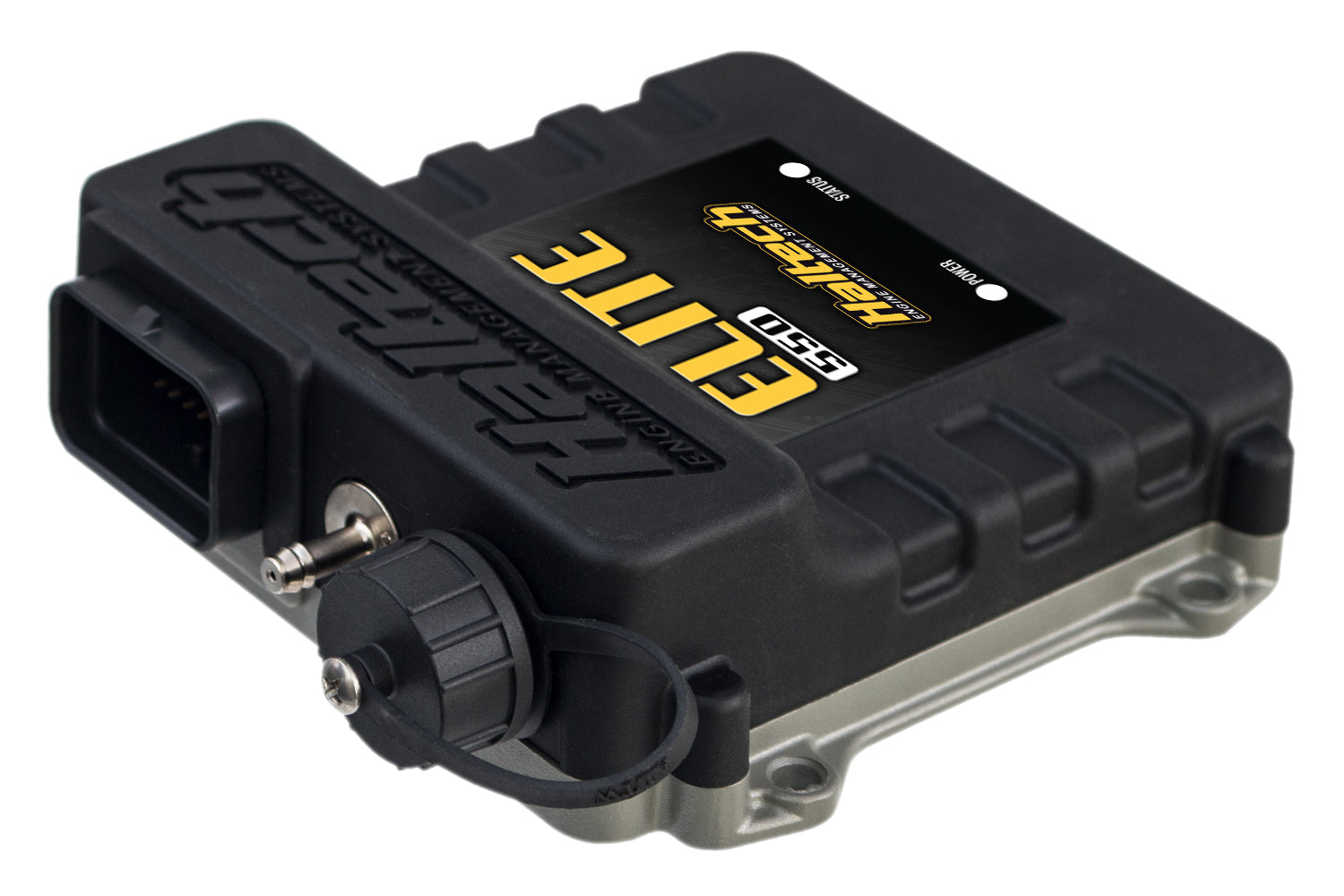 Haltech Elite 550 ECU, universal performance engine control unit with digital display and wiring connectors.