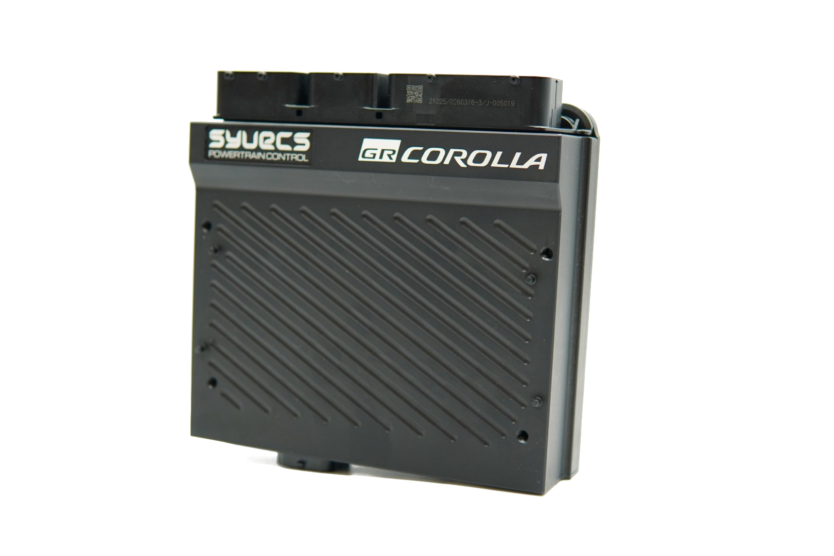 Black electronic module with 'SYVECS' and 'Toyota Corolla' branding on a white background